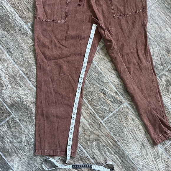 Pilcro Linen Blend Drawstring Pants, Brown, Wide Leg Relaxed Fit, Women’s Large - Picture 10 of 14